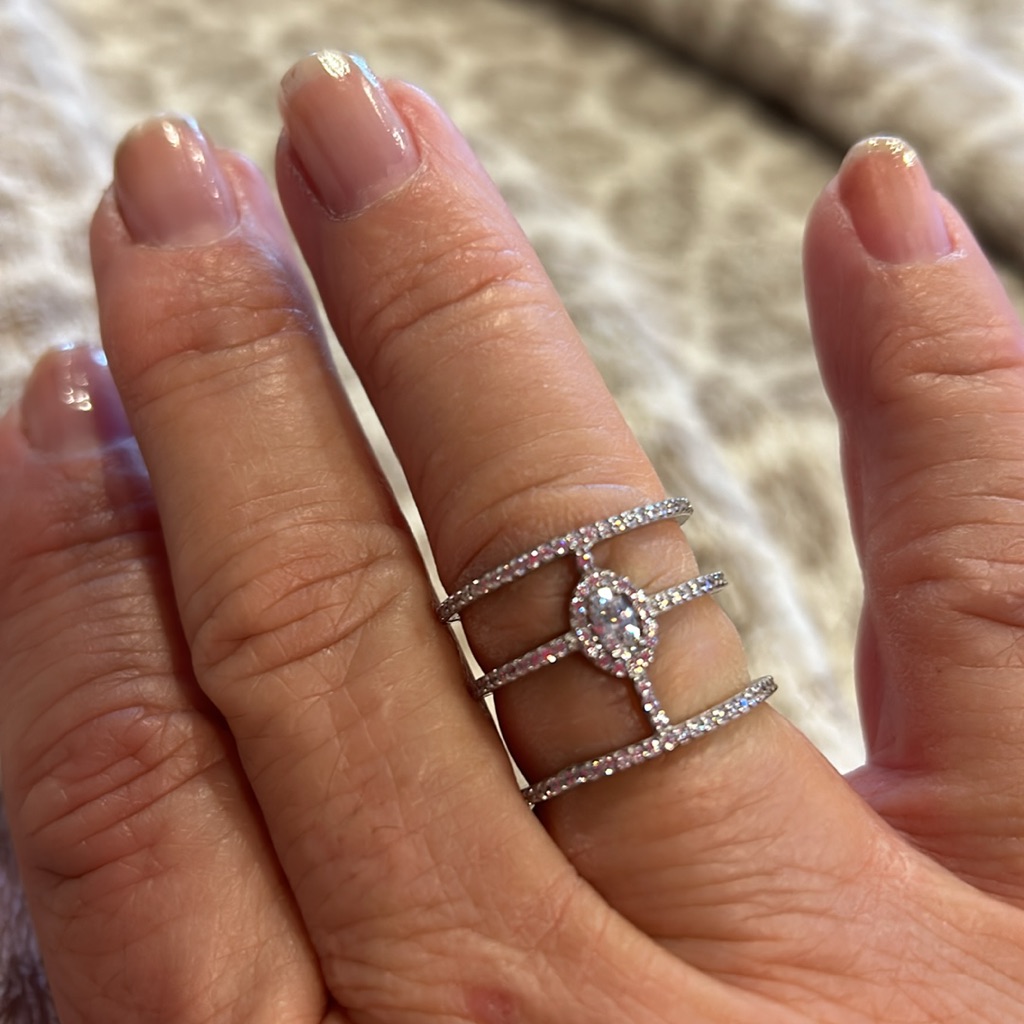Cubic Zirconia Triple Band .925 Sterling Silver Ring,Boutique Size 6 Or 7 Only